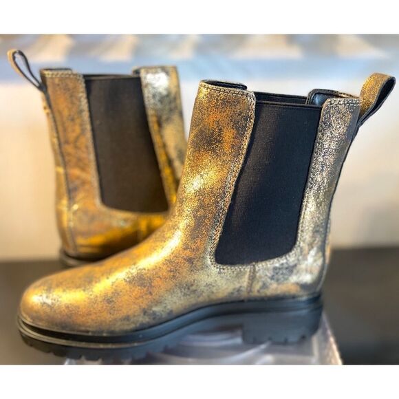 Ralph Lauren Corinne Bootie Fashion Booties Metallic Black/Gold Women SZ 8.5 NEW - Picture 6 of 11